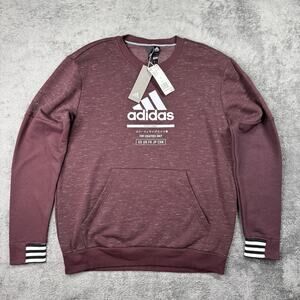Adidas Mens Crew Neck Sweater Fleece NEW Burgundy L Postgame Creators Only